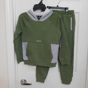 2pc Volcom Olive Green Gray Hooded Sweatshirt & Joggers Set sz 7